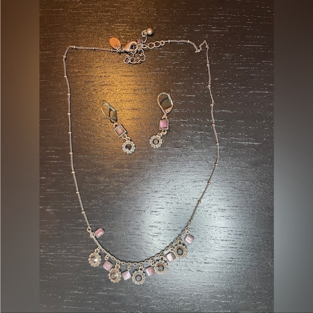 Lia Sophia Rose Gold Earring and Necklace Set
